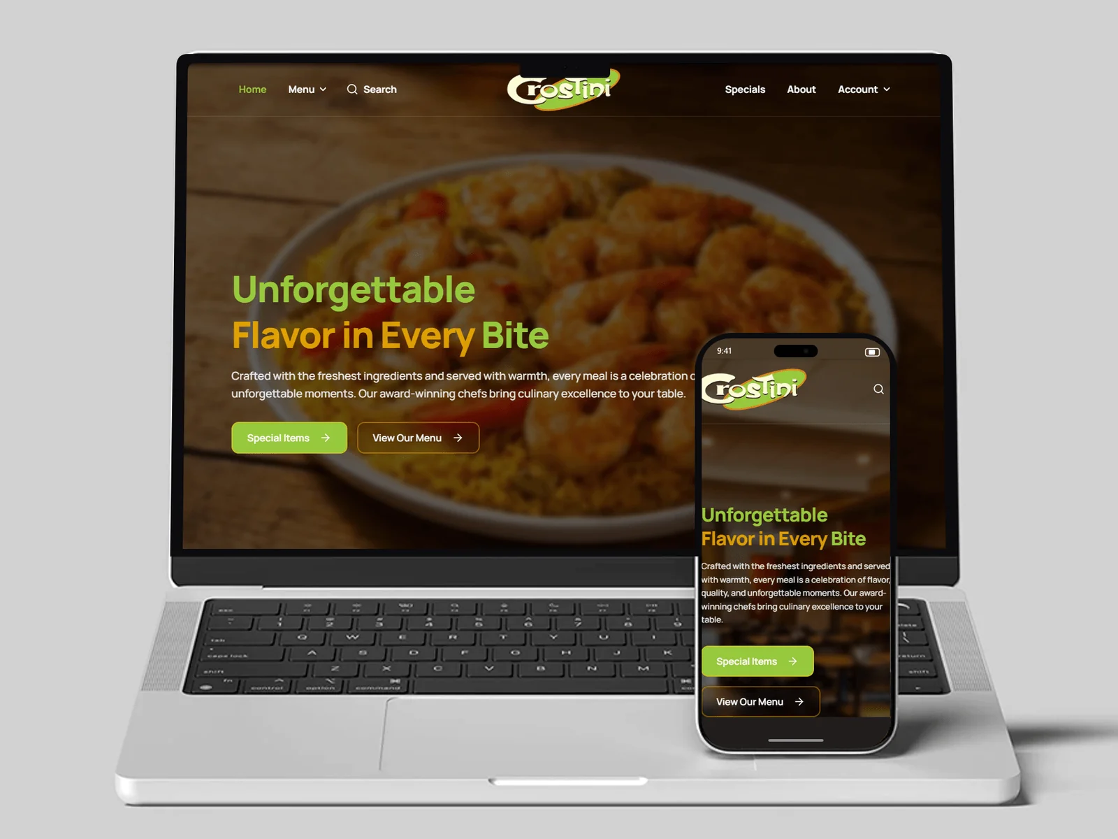 Crostini - Laptop and Mobile View